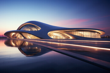 Fototapeta premium empty road with city background