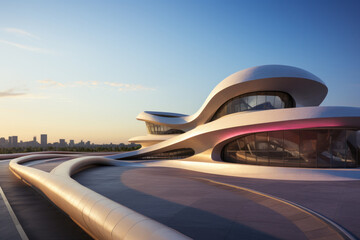 Obraz premium empty road with city background