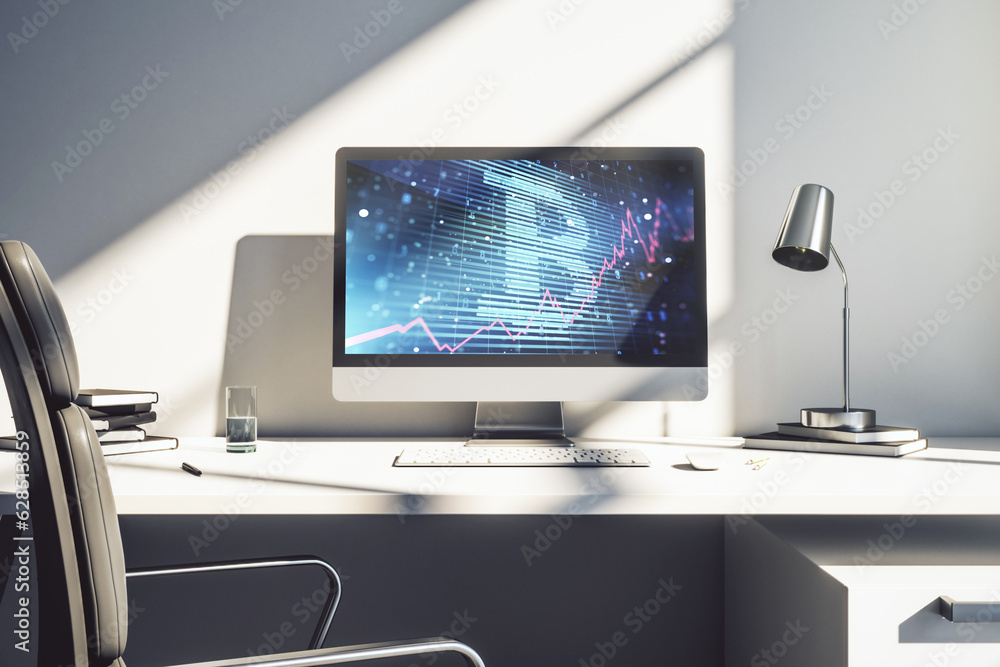 Aufkleber creative bitcoin concept on modern computer monitor. 3d rendering