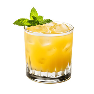 Yellow cocktail isolated on transparent background