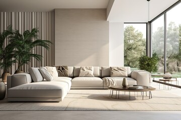 Fototapeta na wymiar Modern living room interior with stylish comfortable sofa,Generative AI
