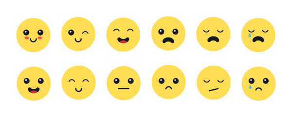 Cute happy and sad emoji emotions