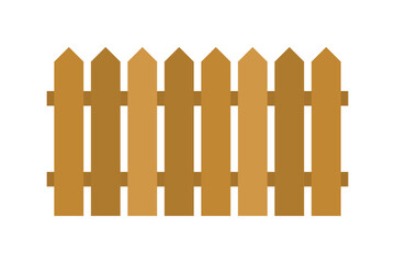 Wooden fence simple flat vector