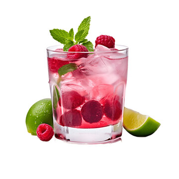 Pink cocktail isolated on transparent background.