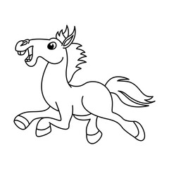 Funny horse cartoon characters vector illustration. For kids coloring book.