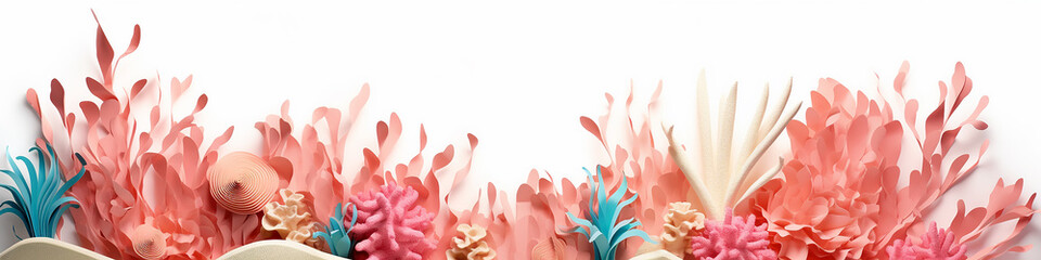 coral reef sculpture cut out of paper. - obrazy, fototapety, plakaty