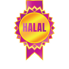 Certified halal food badge stamp, 100% halal food and drink label, Certified halal food badge symbol