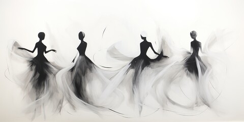 AI Generated. AI Generative. Geometric abstract shape dancing rhythm people street graffiti. Art wall paint drawing oil ink design. Graphic Art