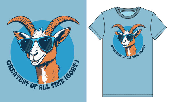 Greatest of all time Goat with sunglass vector t shirt