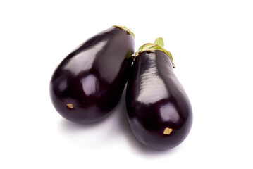 Aubergine eggplant isolated on white. Isolated on white background.
