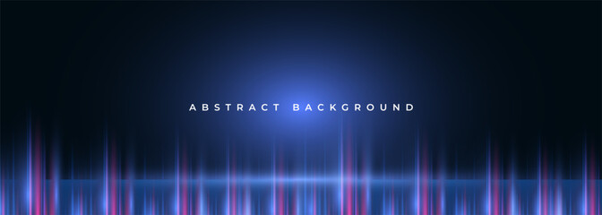 Fototapeta premium Abstract blue and pink lights wide studio background. Futuristic vector illustration