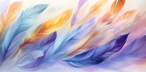 Art of feathers watercolor wallpaper, in the style of abstract impressionism, digital painting,  large canvas format. Created with Generative AI technology