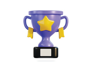 Trophy cup icon 3d rendering vector illustration