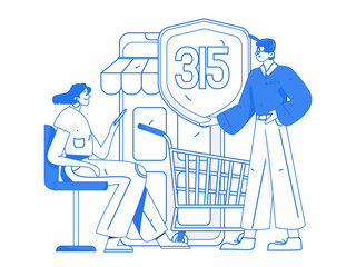 Holiday Shopping E-Commerce Online Shopping People Flat Vector Concept Operation Hand Drawn Illustration
