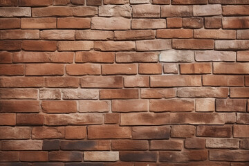 Fototapeta premium Brown brick wall texture background. Realistic brickwork backdrop, building wall. Red brick wallpaper.