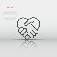 Handshake icon in flat style. Partnership deal vector illustration on white isolated background. Agreement business concept.