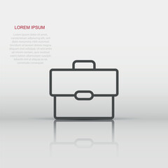 Briefcase icon in flat style. Businessman bag vector illustration on white isolated background. Portfolio business concept.