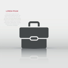 Briefcase icon in flat style. Businessman bag vector illustration on white isolated background. Portfolio business concept.