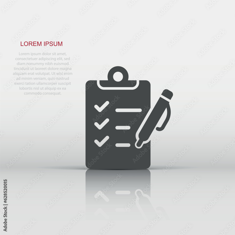 Poster to do list icon in flat style. document checklist vector illustration on white isolated background. 