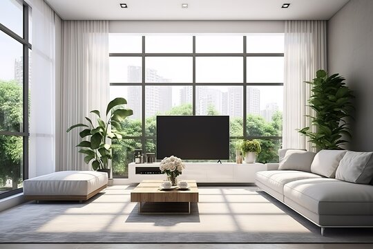 Modern living room interior,Generative AI