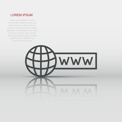 Global search icon in flat style. Website address vector illustration on white isolated background. WWW network business concept.