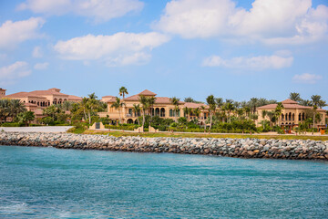 Village, The Palm island in Dubai, Ocean.