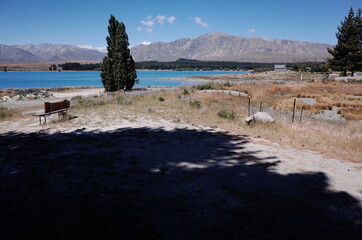 landscape with lake and mountains