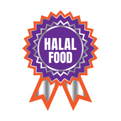 Halal food certified badge stamp, Authorized halal drink and food product label, Approved halal sign stamp