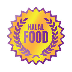 Halal food certified badge stamp, Authorized halal drink and food product label, Approved halal sign stamp