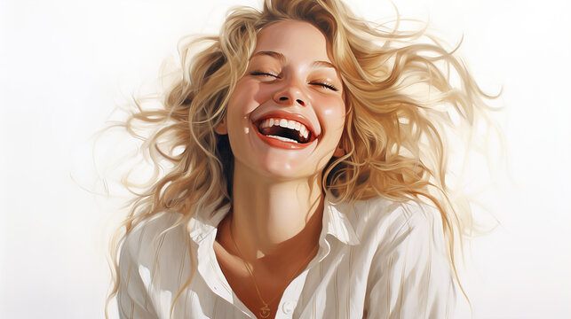 happines_blonde_lady_on_white_background