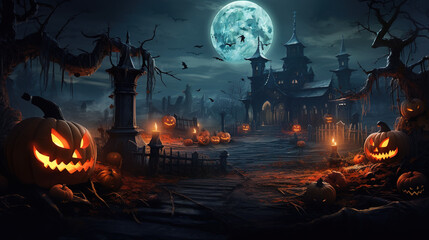 Obraz premium halloween background with pumpkins