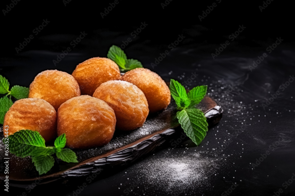 Poster delicious koeksisters dark background with empty space for text