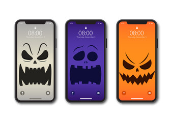 Spooky and Eerie halloween Background for Mobile Phones. Trick or Treat Halloween Mysterious Night.
vector, illustration