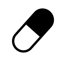 Pill capsule icon. High quality black icon of medicine.