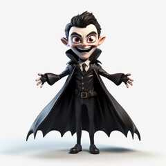 Happy cute Halloween of vampire or witch 3D Illustration with white background. Infantile Style...