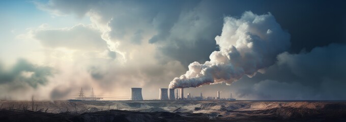 Smokestacks of Power Industrial Pollution and Environmental Impact, Generative AI