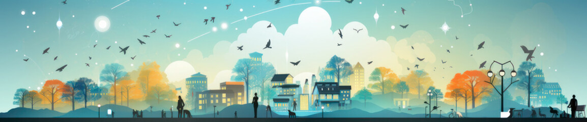 Naklejka premium fountain in the park, Generative AI