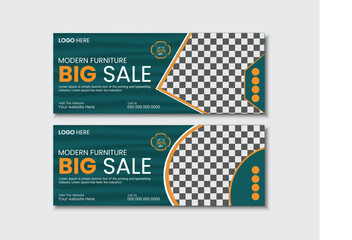 Furniture sale facebook cover page and web banner design, Suitable for web banner for furniture product promotion, furniture sale banner template