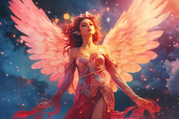 Believed to possess supernatural powers, an Asian girl angel embodies serenity and wisdom. generative AI.