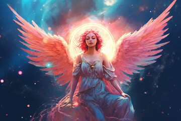 Believed to possess supernatural powers, an Asian girl angel embodies serenity and wisdom. generative AI.