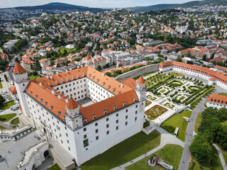 Drone view at the castle of Bratislava in Slovakia