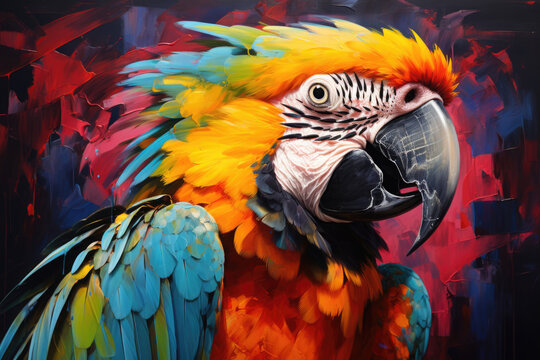 AI-crafted image featuring a colorful Kakadu parrot amidst lush jungles, creating a vibrant and picturesque scene.