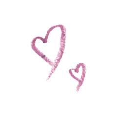 red textured Lip pencils drawing stroke. Vector cosmetics sample. heart shaped.