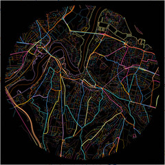 Colorful Map of Chatham, South East England with all major and minor roads.