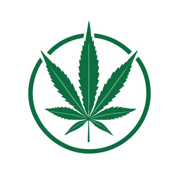 Cannabis llogo design. Marijuana leaf silhouette icon. 