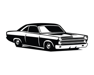 Obraz na płótnie Canvas vector illustration of a ford torino cobra car silhouette. isolated white background view from side. Best for car industry, logo, badge, emblem, icon, sticker design, shirt design