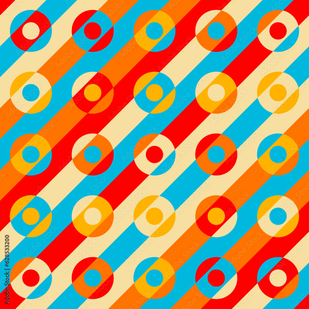 Poster abstract geometric retro polka dot background. patchwork style.