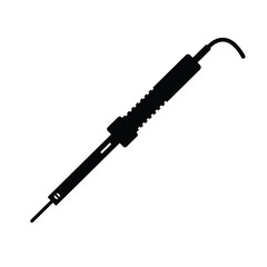 Soldering Iron Silhouette. Black and White Icon Design Elements on Isolated White Background