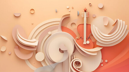 paper sculpture music sound illustration background.