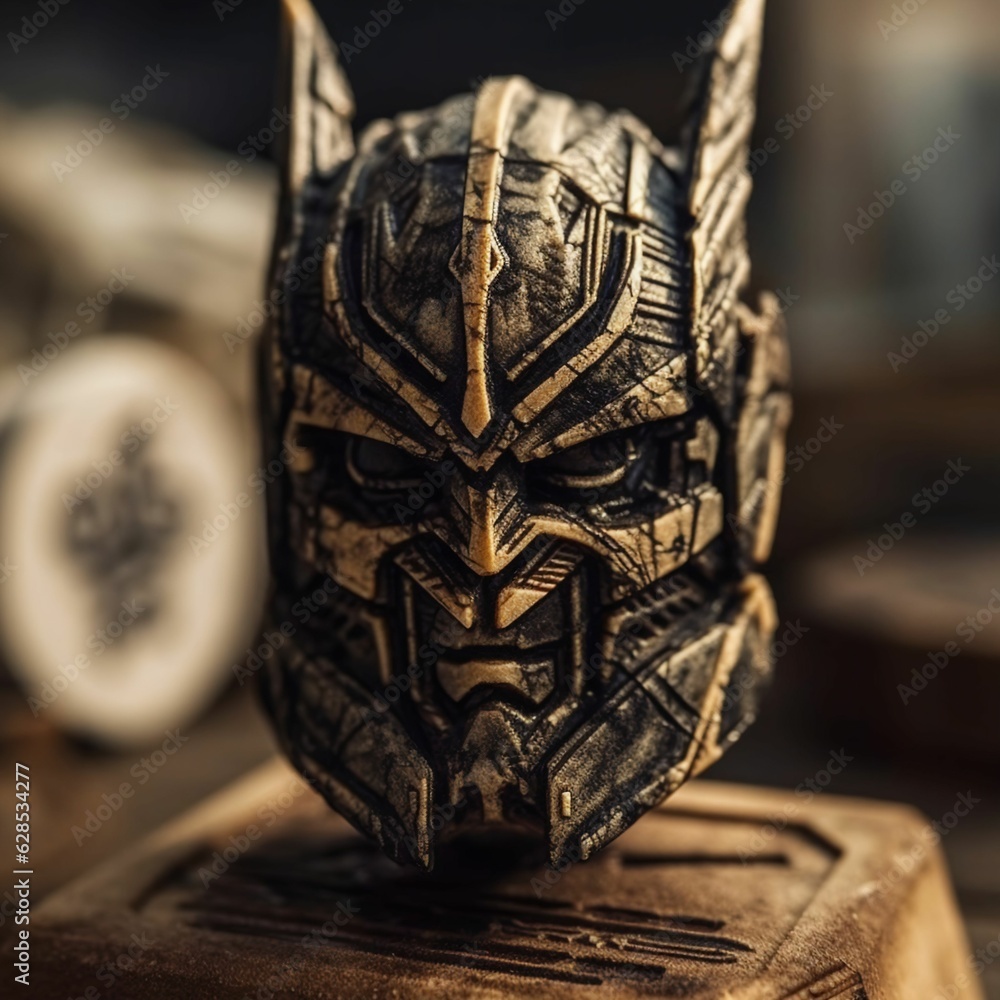 Poster ai generated illustration of a close-up image of a toy in the shape of a robot mask